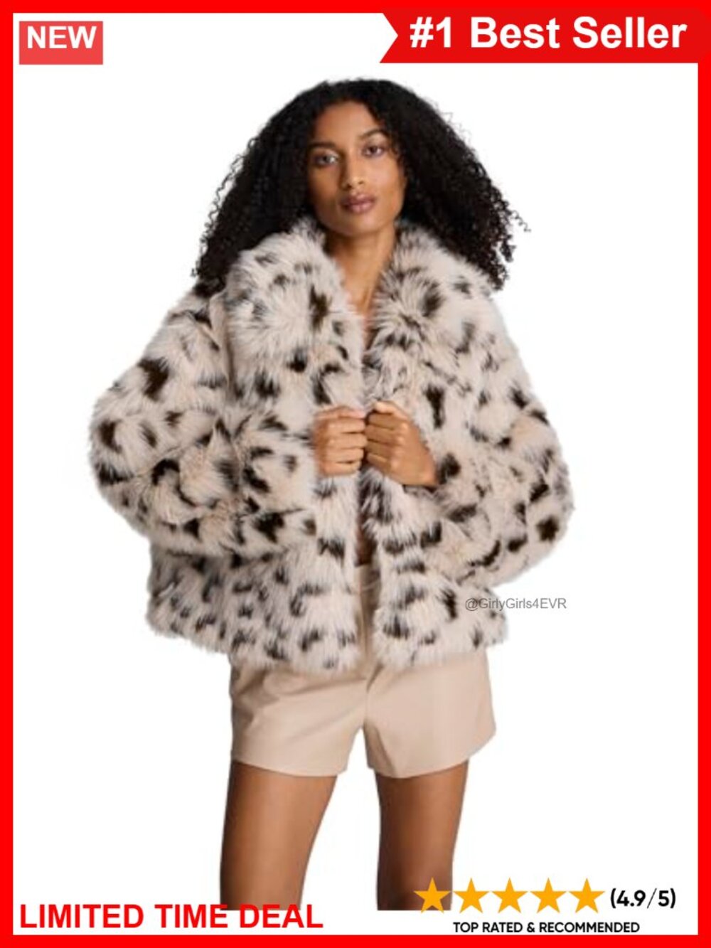 Faux Fur Cropped Animal Print Coat
